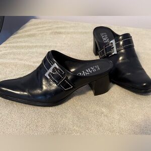 Black Franco Sarto 2” mules. Size 6 & 1/2